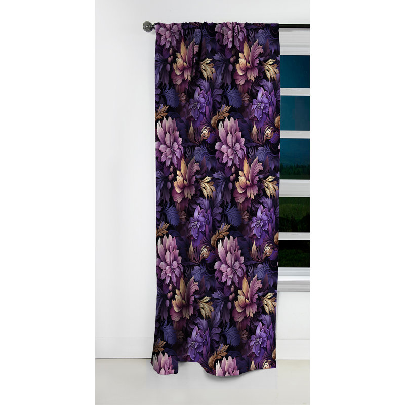 Mystic Purple Damask Whispers II - Damask Curtain - Blackout Damask Curtain - 1 Panels, 52" W x 108" L