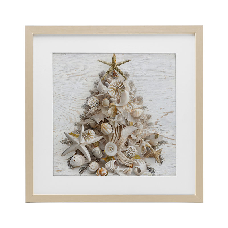 «Beachy Shiplap Christmas Tree», reproduction encadrée sous verre, conception de Sasha, H 16 po x l 16 po