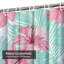 Rideau de douche imperméable à motif floral corail et hibiscus à 12 crochets-1687532319