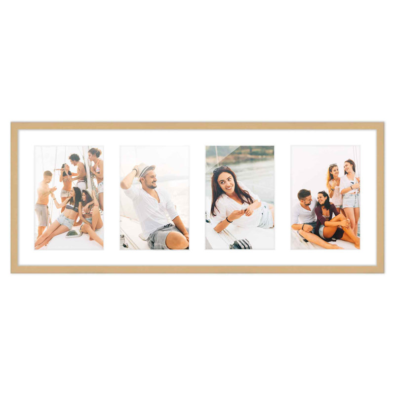 Cadre en bois, Naturel / blanc, 4 po x 6 po, 7,5 po x 19 po