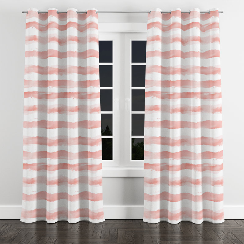 French Country Curtains for bedroom - Striped Azeriah Grommet Curtain - 1 Panel, 52" W x 120" L, Silver Grommets