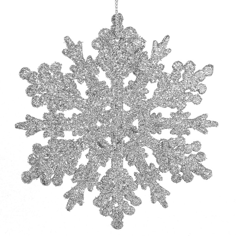 Ornement en forme de flocon de neige scintillant des Fêtes, Argent
