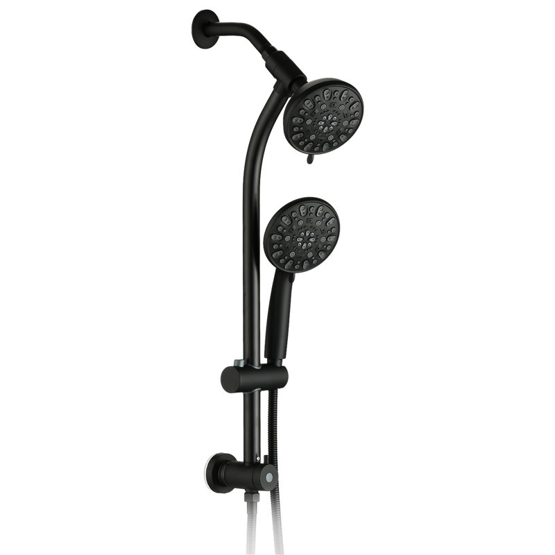 Matte Black Shower With Stainless Steel And Design Slide Bar Showerhead Overhead Rainfall 7 Functions