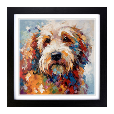 Labradoodle Palette Knife Painting No.1 - Single Picture Frame Print on Wood