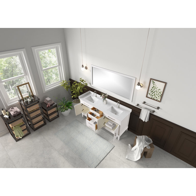 72" Double Sink Bathroom Vanity, White