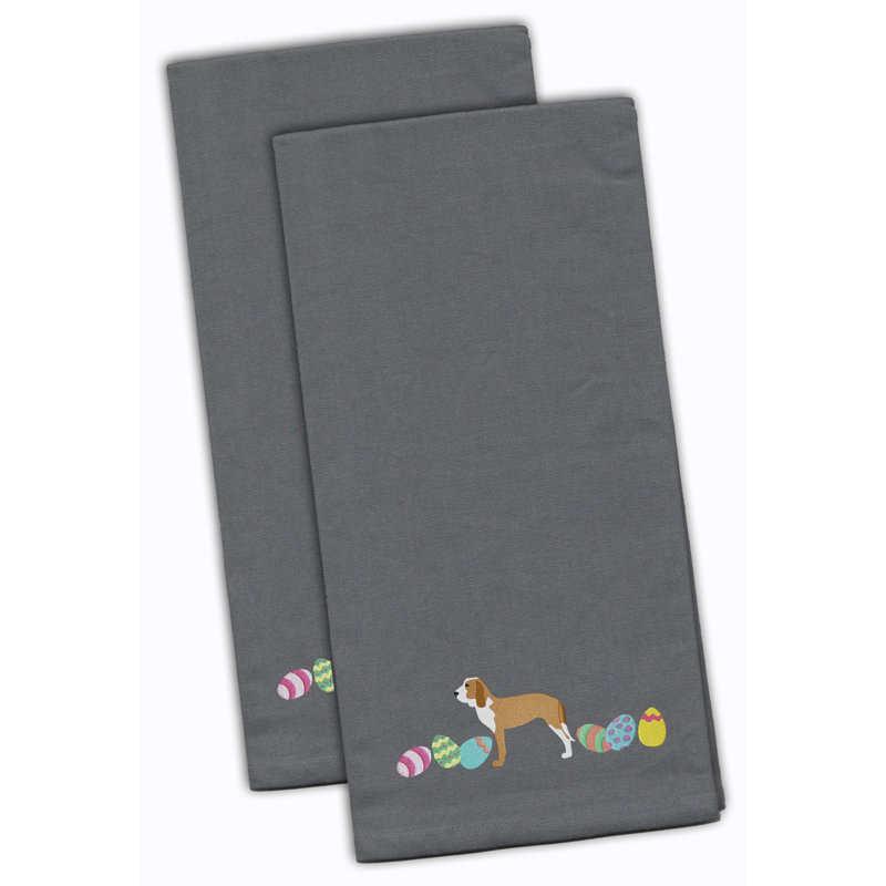 Serviette de cuisine à broderie sabueso espanol, Gris, H 28 po x l 19 po x P 0,1 po