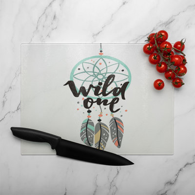 Cute Print In Boho Style Glass Chopping Board