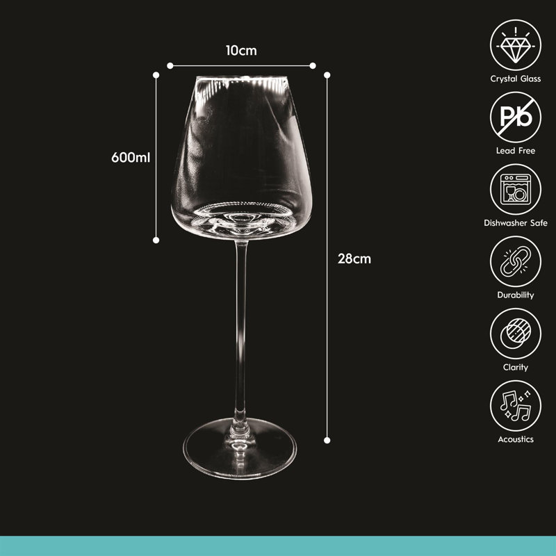 Crystal Red Wine Glass, Set of 6, 600ml