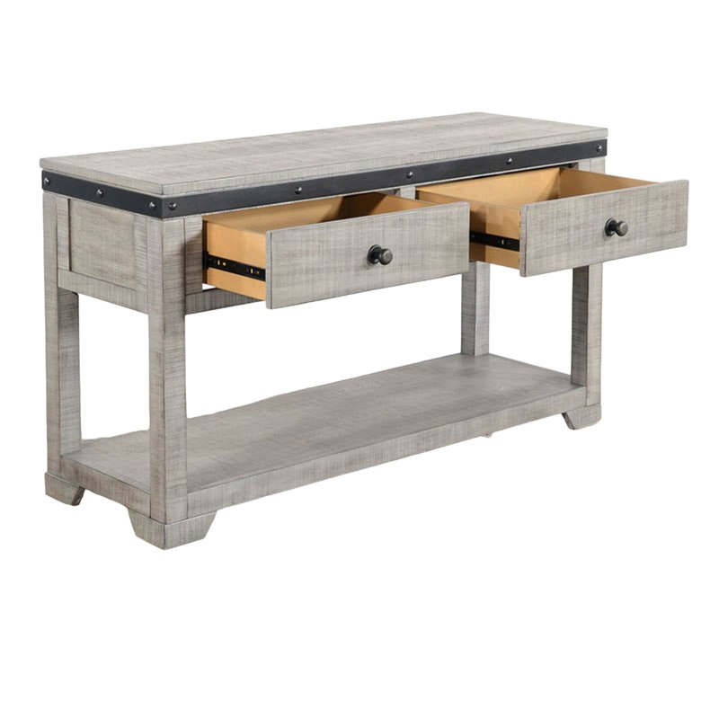Tablette avec tiroir Nelly, 48 po, noir, bois d'acajou gris