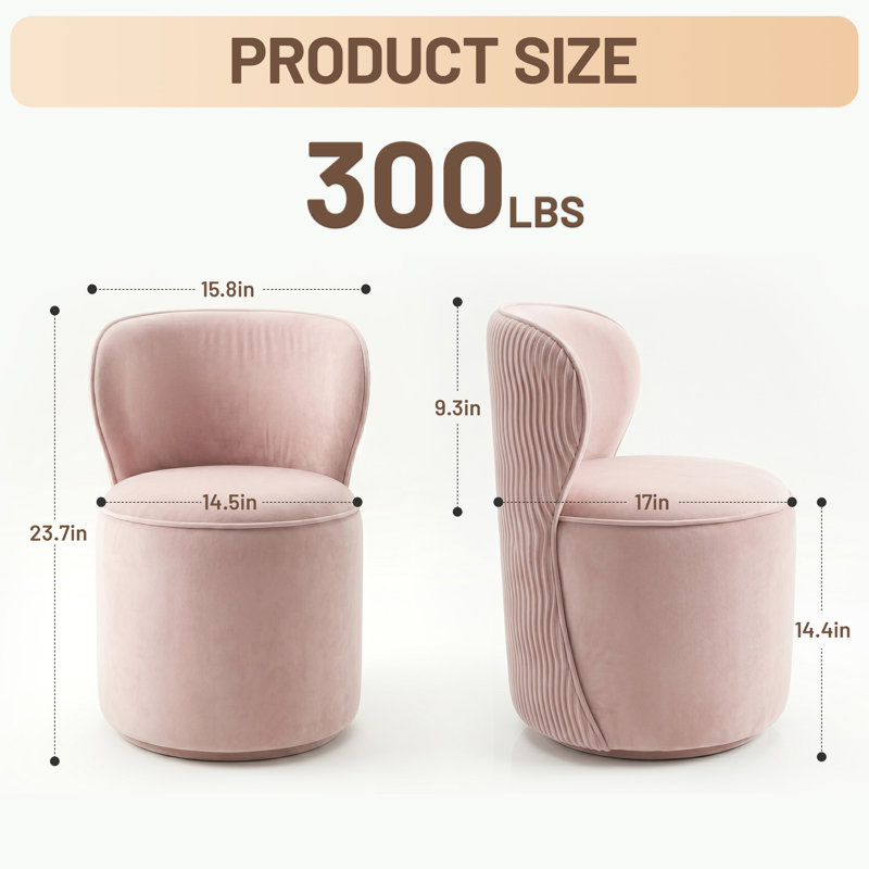 Tabouret de coiffeuse Modern 360 °, Velvet Pink