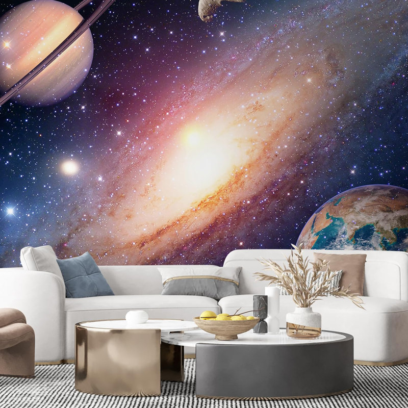 Planet In Outer Space Galaxy Peel & Stick Border, 108" L x 144" W