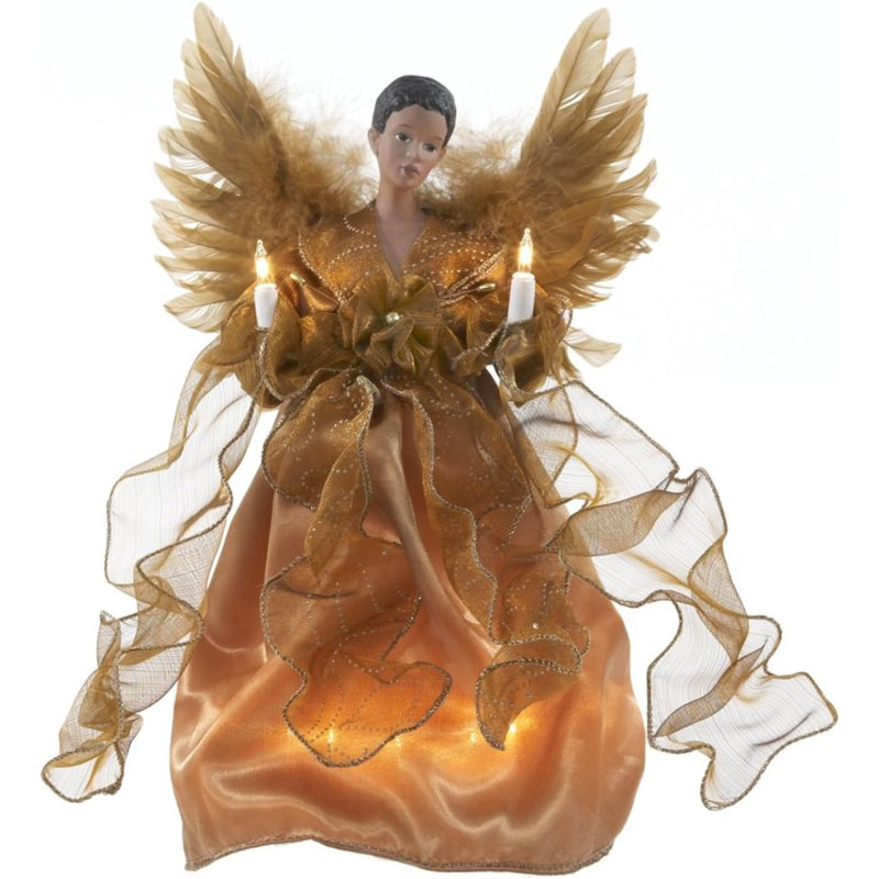 Arbre de Noël illuminé Kurt Adler, 10 lumières, ange afro-américain, doré, 13 po