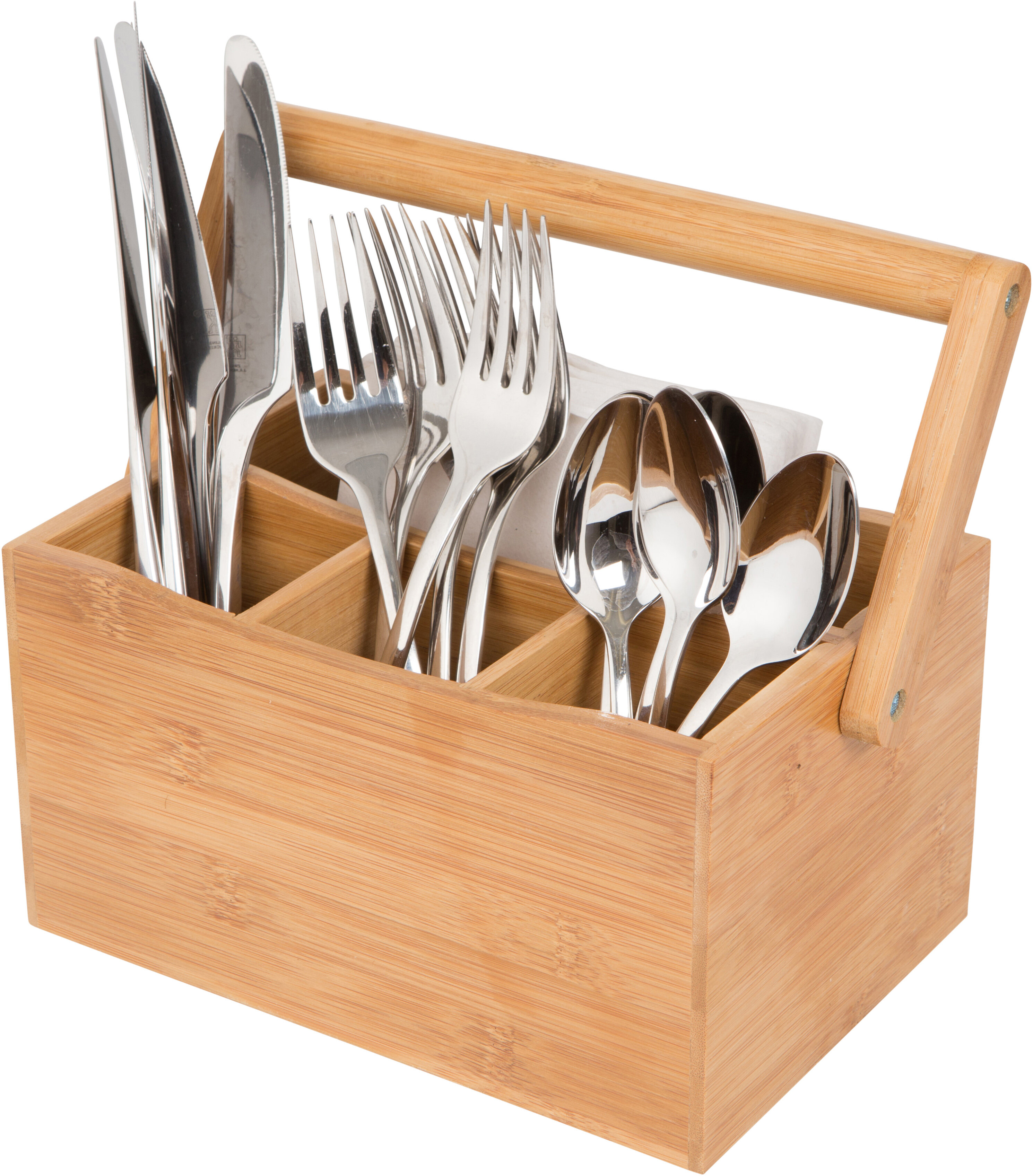 Trademark Innovations Bamboo Rectangle Flatware Caddy