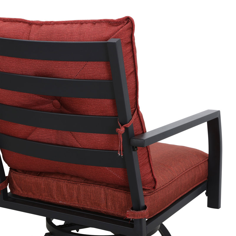 Ensemble bistro pour 4 personnes avec coussins Lincolnwood Square, Noir / rouge