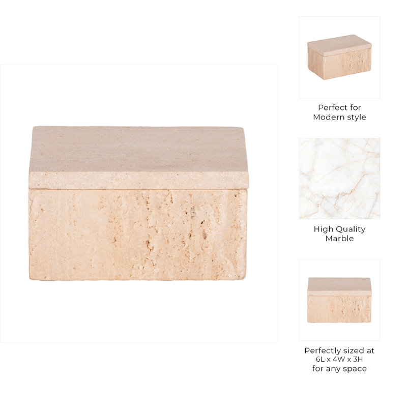 Marble Decorative Box, 3" H x 6" W x 4" D
