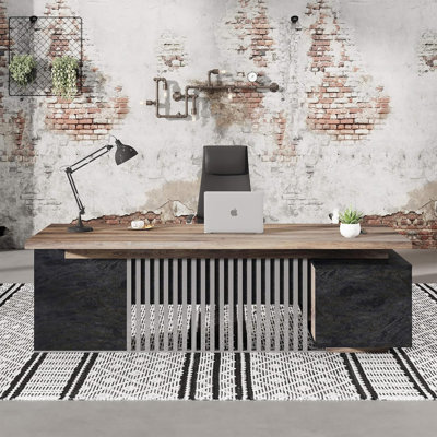 78.7In L Shaped Office Desk With Drawers Cabinet Large Business Executive Desk Computer Desk With Universal Charging Ports Workstation Left