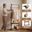 Portant à vêtements en bois massif Aaryahi avec tablettes et roulettes, portemanteau robuste avec crochets de suspension et rangement pour chaussures, organisateur de placard autoportant pour le vestibule de la chambre à coucher