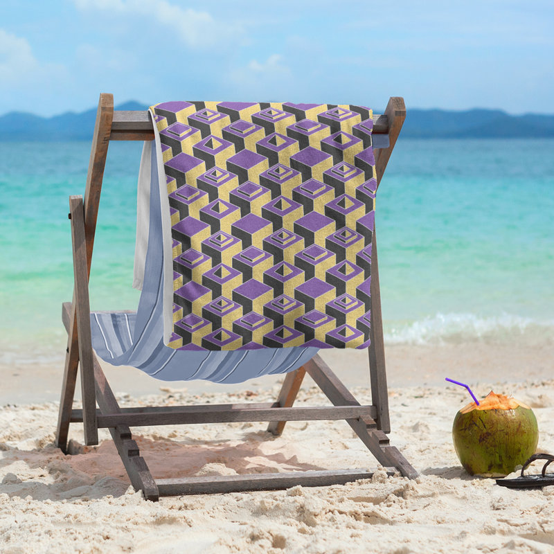 Jordao Beach Towel, Purple/Black/Mustard