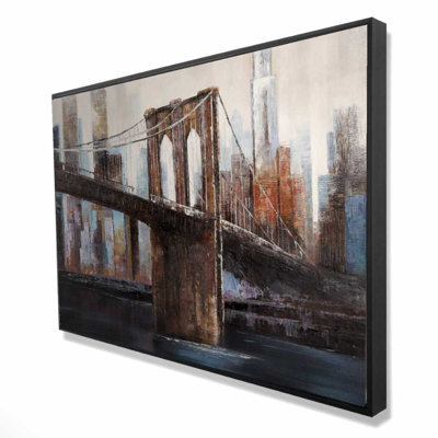 Urban Brooklyn Bridge Framed Canvas | Home Decor Art