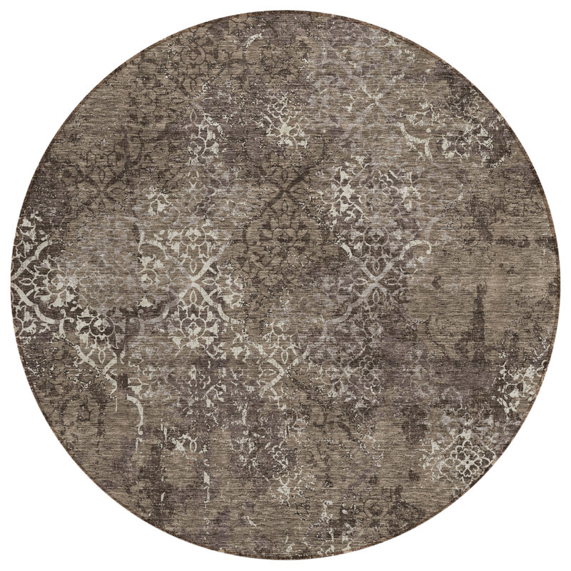 Jerre Washable Abstract Indoor / Outdoor Rug, Round 8'