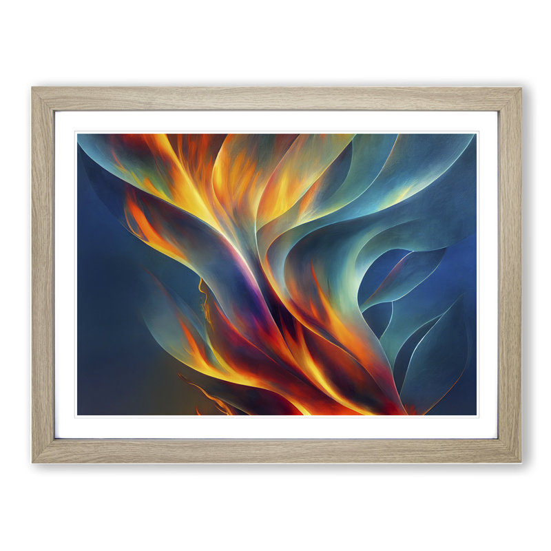 Revered Modern - Single Picture Frame Painting, 46cm H x 64cm W x 2cm D, Oak Framed