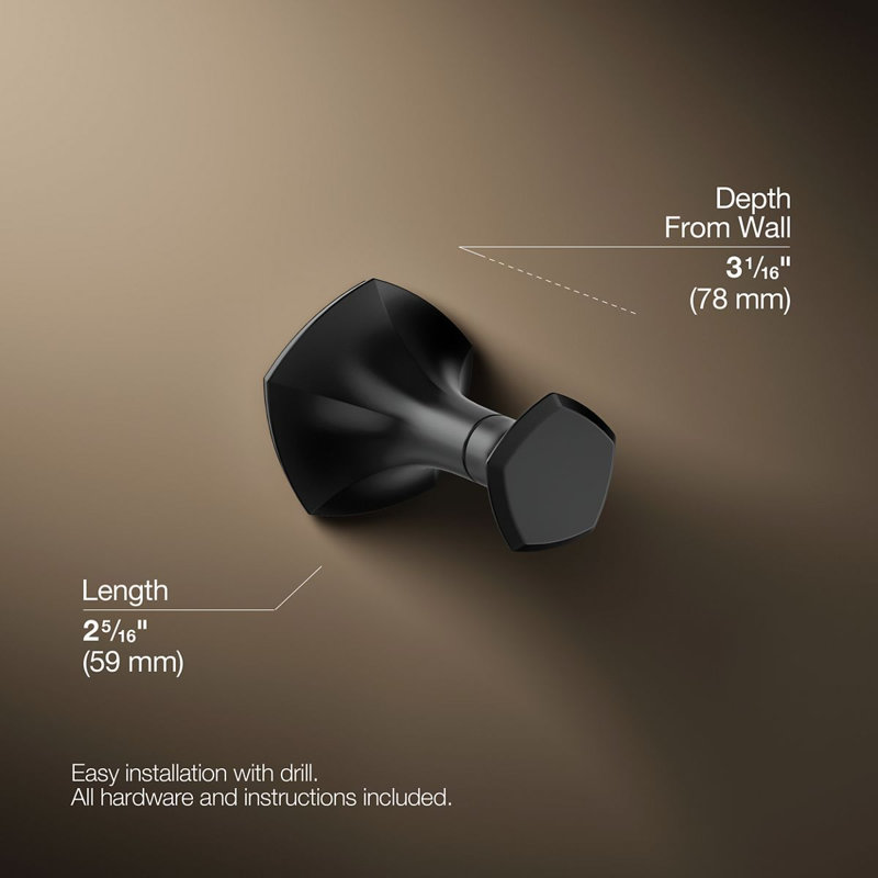 Occasion® Wall Mounted Robe Hook, Matte Black