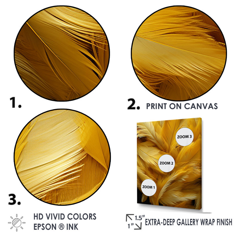 Golden Feather Grin Framed Canvas Print, 20" x 12"