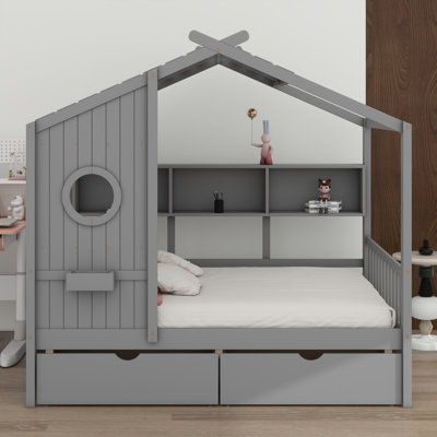 House Bed With 2 Drawers,Storage Shelf