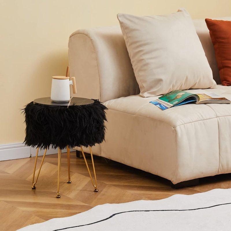 Velvet Ottoman, Black