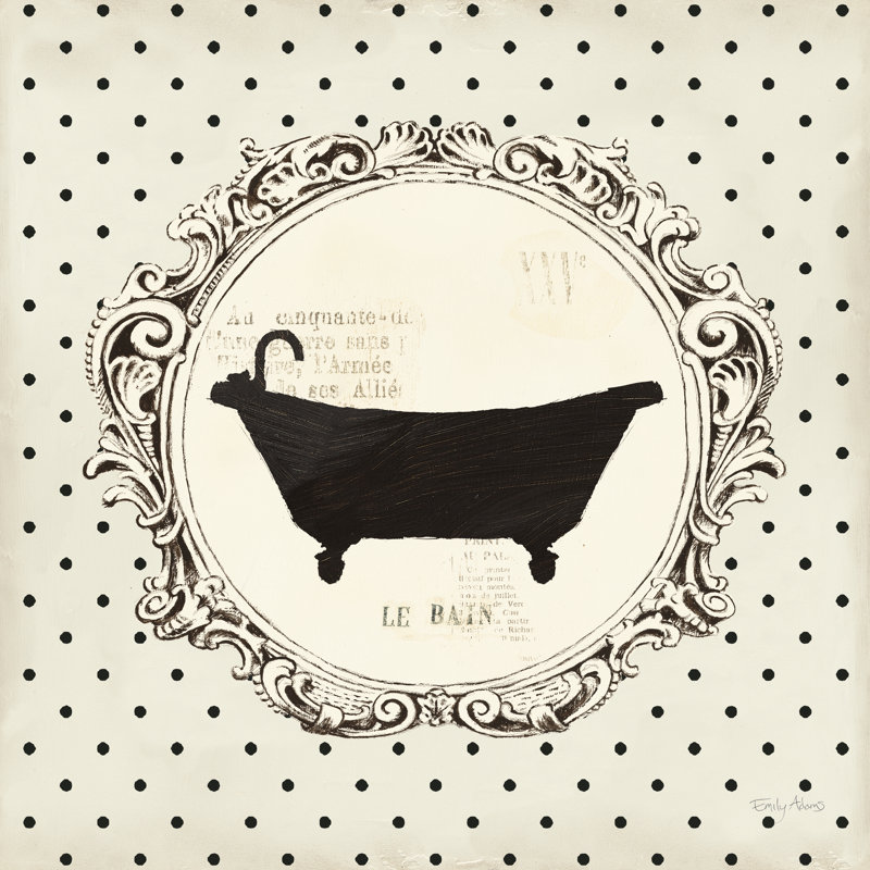 " Cartouche Bath " by Emily Adams Painting Print, 12" H x 12" W x 1.25" D