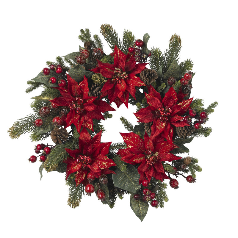 Poinsettia and Berry Wreath