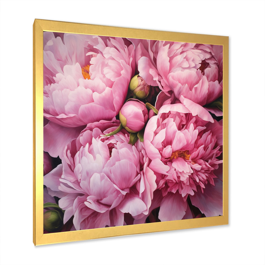 Pink Green Peony Captivating II - Floral Canvas Art Rosdorf Park 