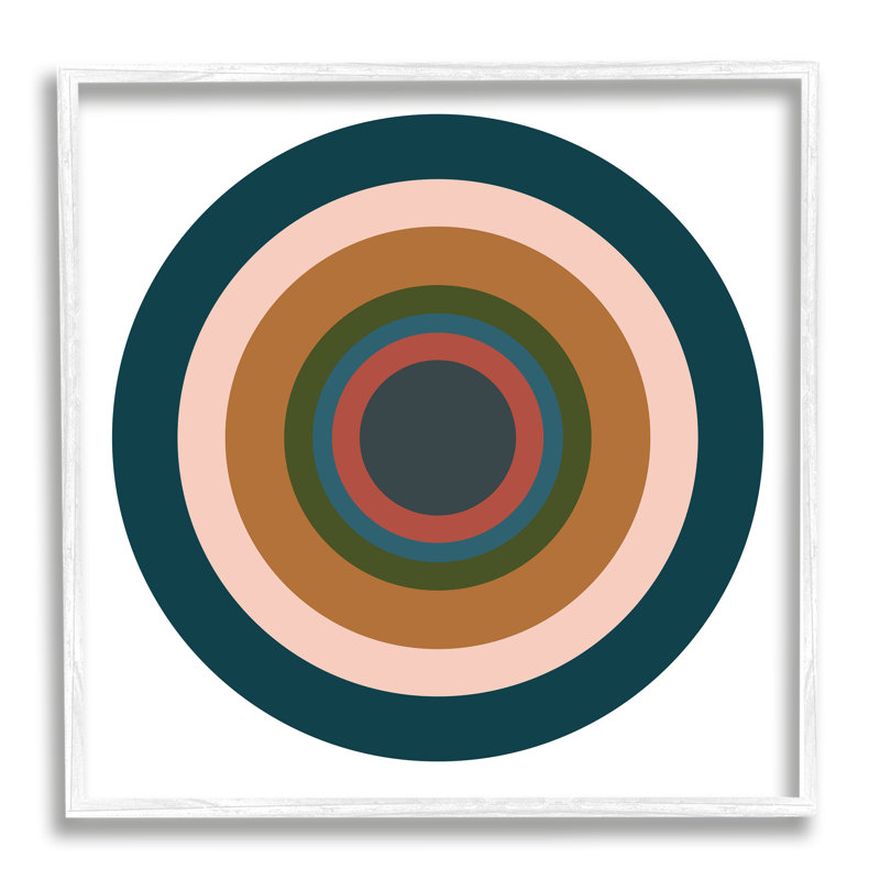 Contemporain, cercles discrets, impression sur bois, H 17 po x l 17 po x P 1,5 po, Cadre blanc