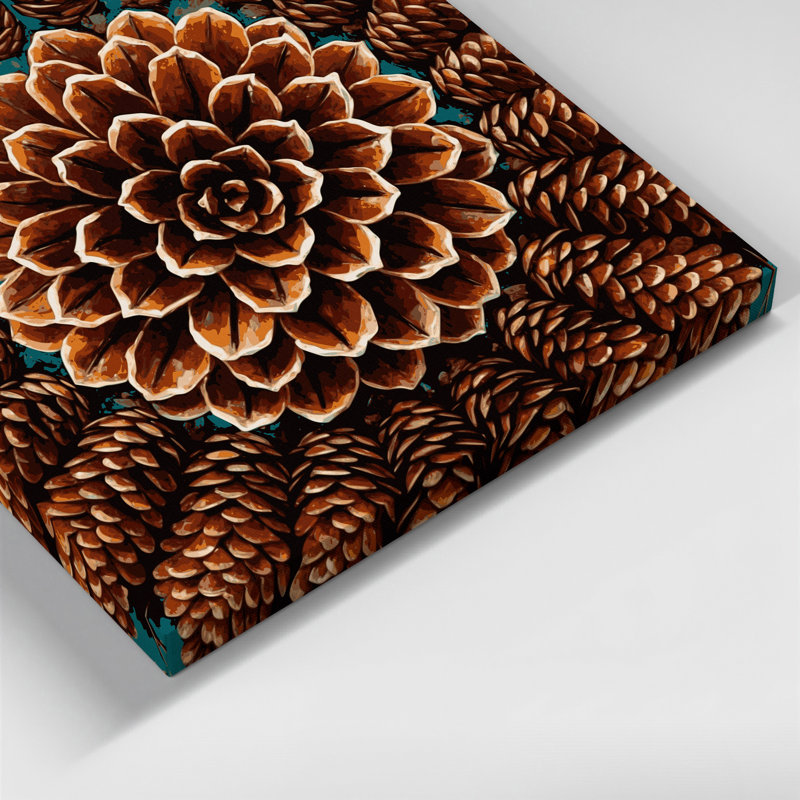 «Southwestern Plants Pinecone 182», art mural sur toile brune, H 20 po x l 24 po
