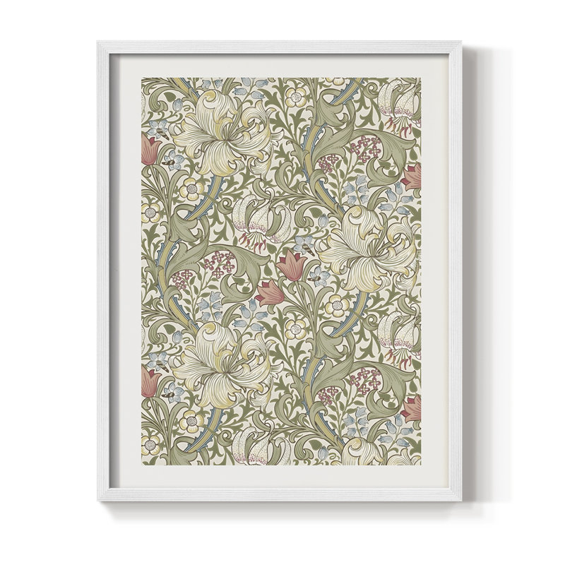 Reproduction florale rétro encadrée de couleur cccv - bois massif, H 11 po x l 9 po, Blanc
