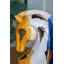 Ceramic Horse Head Sculpture with Abstract Multicolored Finish