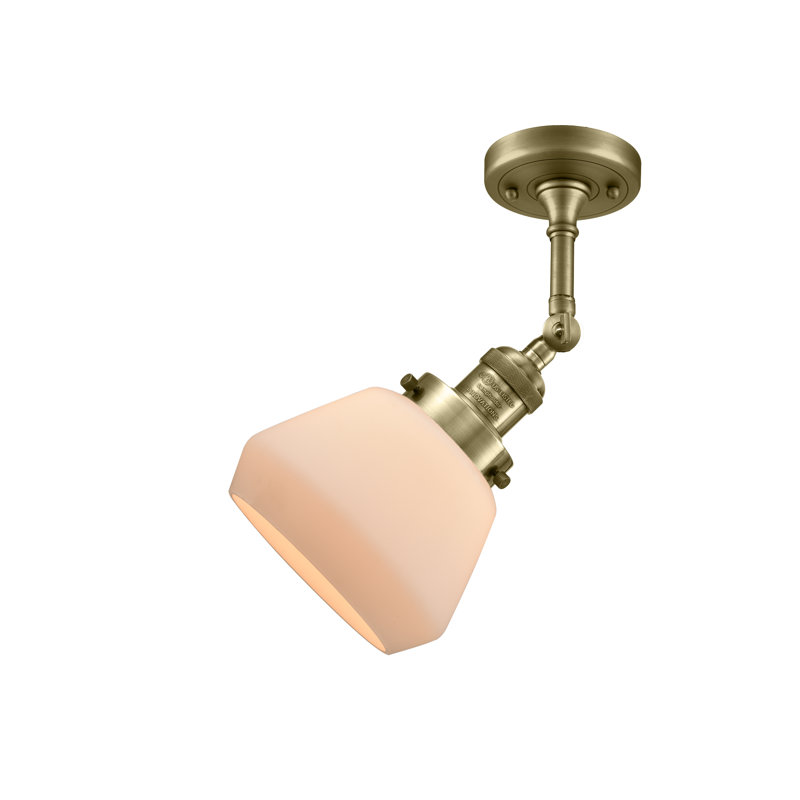 Rivka Glass Semi Flush Mount, Antique Brass, No Bulb Included, Matte White Cased