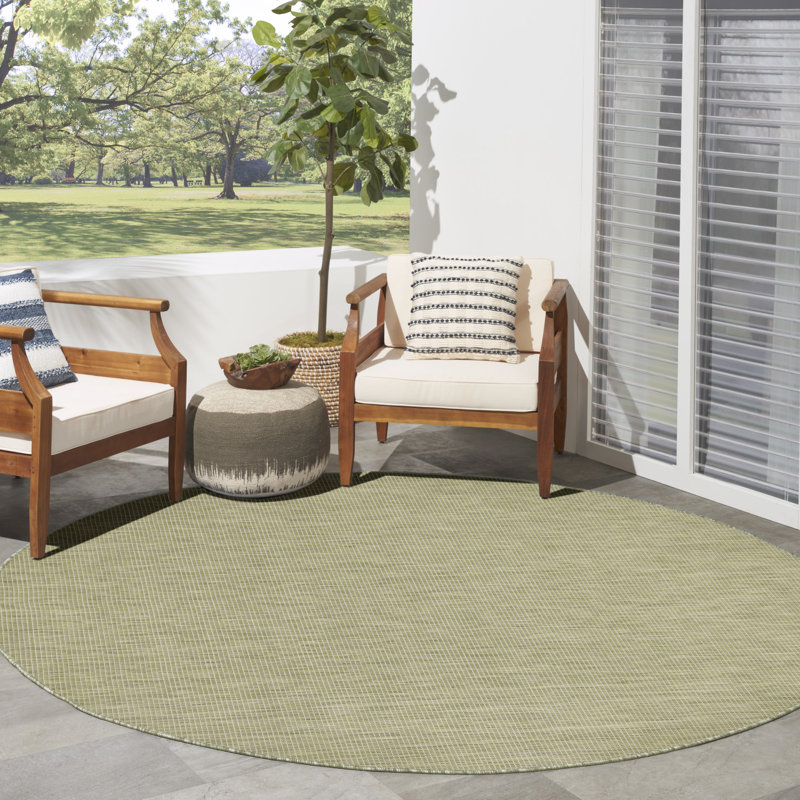 Lillehammer Solid Indoor/Outdoor Area Rug, Round 6', Moss Green