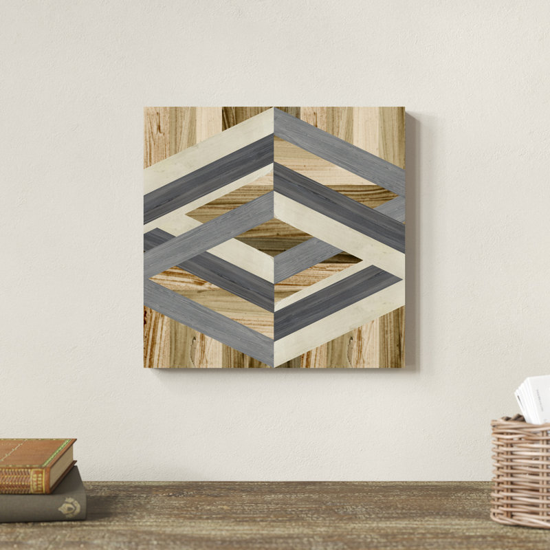 «Geometric Inlay II», peinture sur toile, H 12 po x l 12 po, Toile tendue
