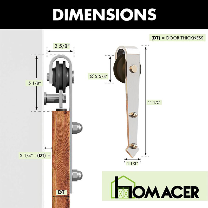 Brushed Nickel Arrow Design Non-Bypass Single Track One Door Hardware Kit( Door Not Included), 60 in.