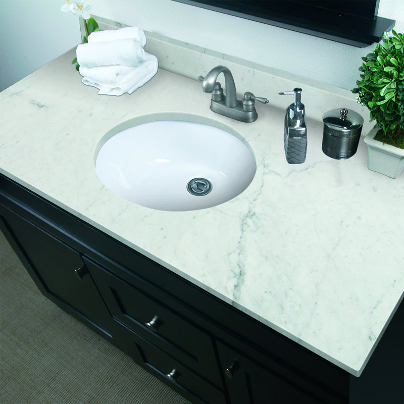 Dessus de meuble-lavabo de salle de bain simple blanc avec lavabo 49 po, 4" Centres