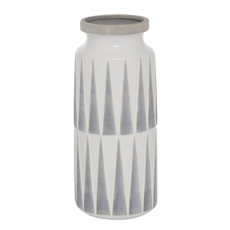 Elegant Dove Gray Ceramic Bouquet Vase 13''