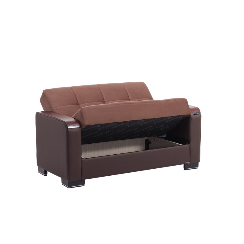 Neubauer 65 in. Fabric Upholstered 2-Seater 3-in-1 Sleeper Loveseat Sofa Bed with Storage, Firm Seat Cushion