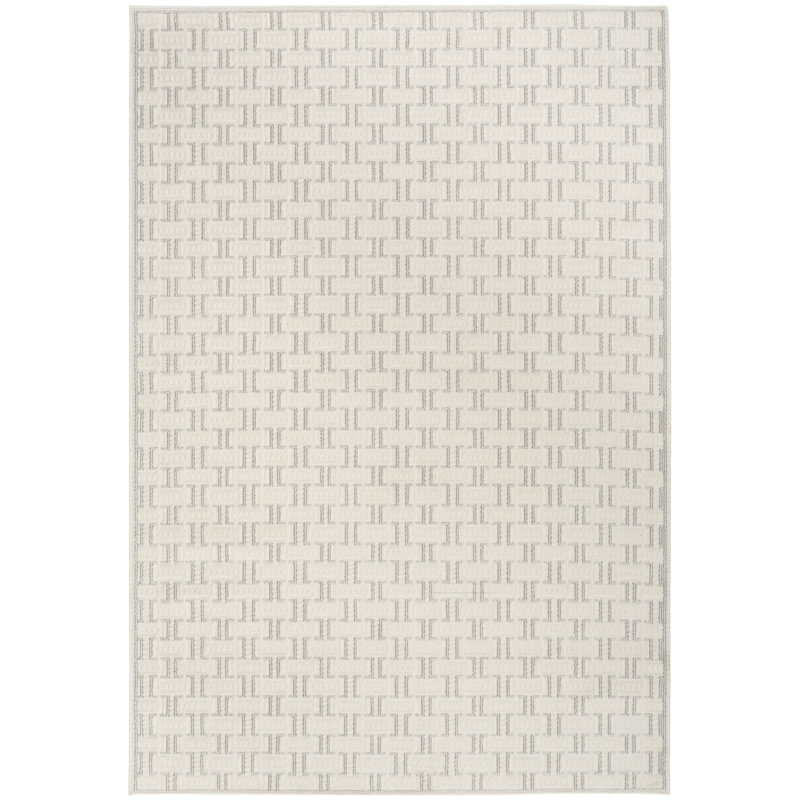 Tapis scandinave gris ivoire Ebern Designs Faunsdale, Rectangle 5 pi x 7 pi