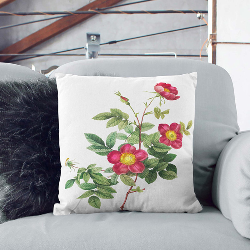 Floral Square Cushion, 55cm H x 55cm W x 20cm D, Blue