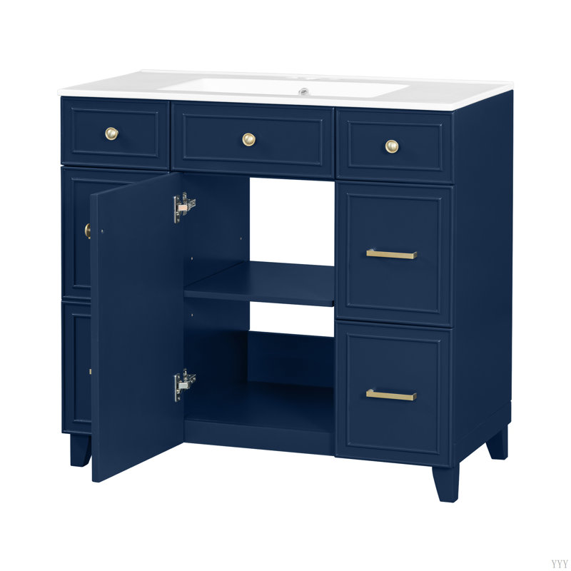 Bathroom Vanity with Abundant Storage and Stylish Appeal, Blue