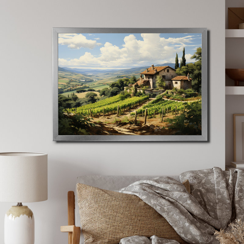Vineyard Country Charm Serene - Imprimé, H 24 po x l 32 po x P 1 po, Cadre simple argenté