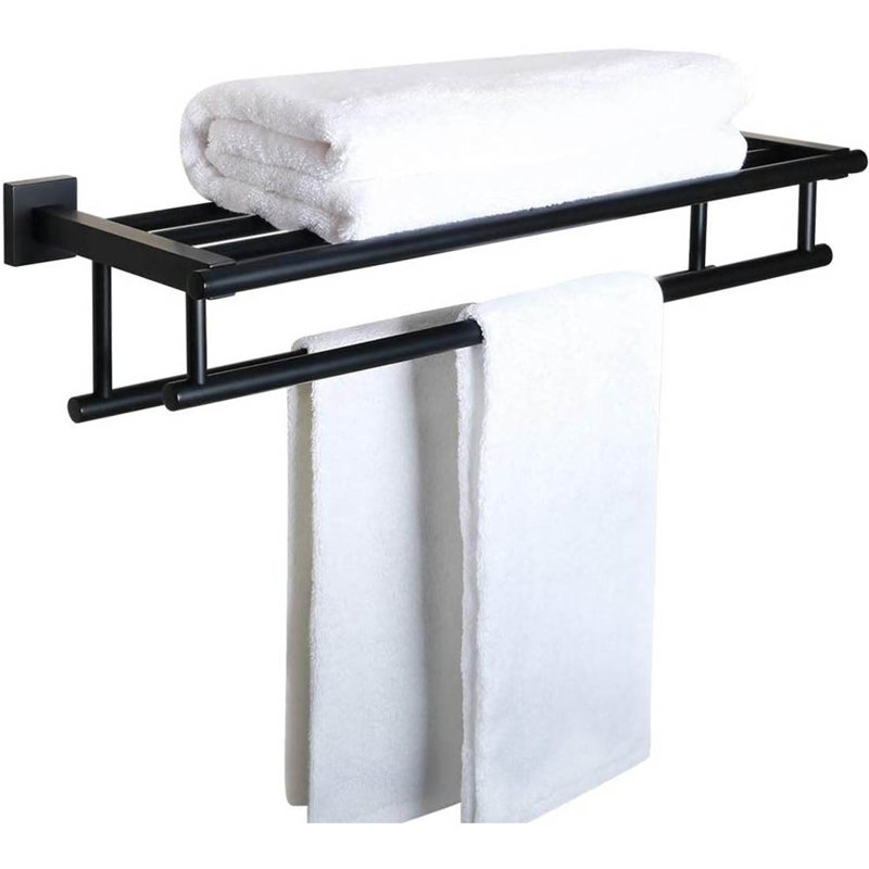 Bathroom Towel Shelf Towel Holder, Black