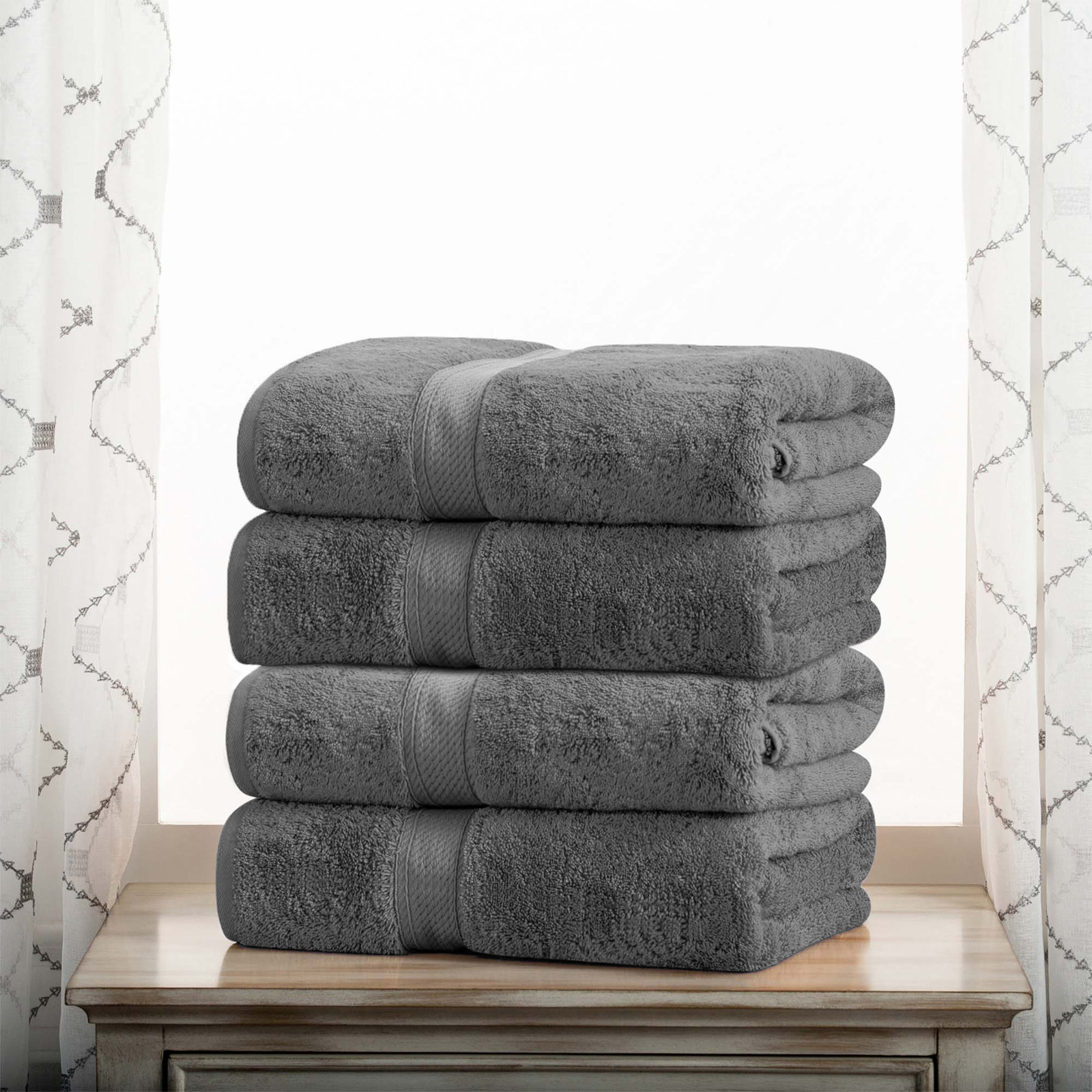 Egyptian Cotton Hand Towels, Charcoal