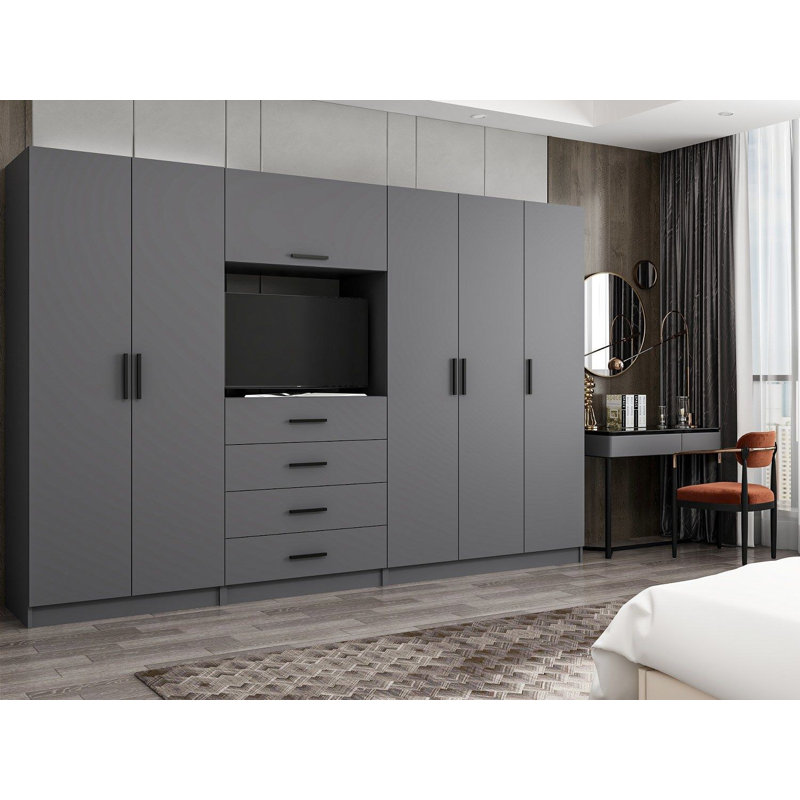 Elina Manufactured Wood Wardrobe, 210cm H x 225cm W x 52cm D